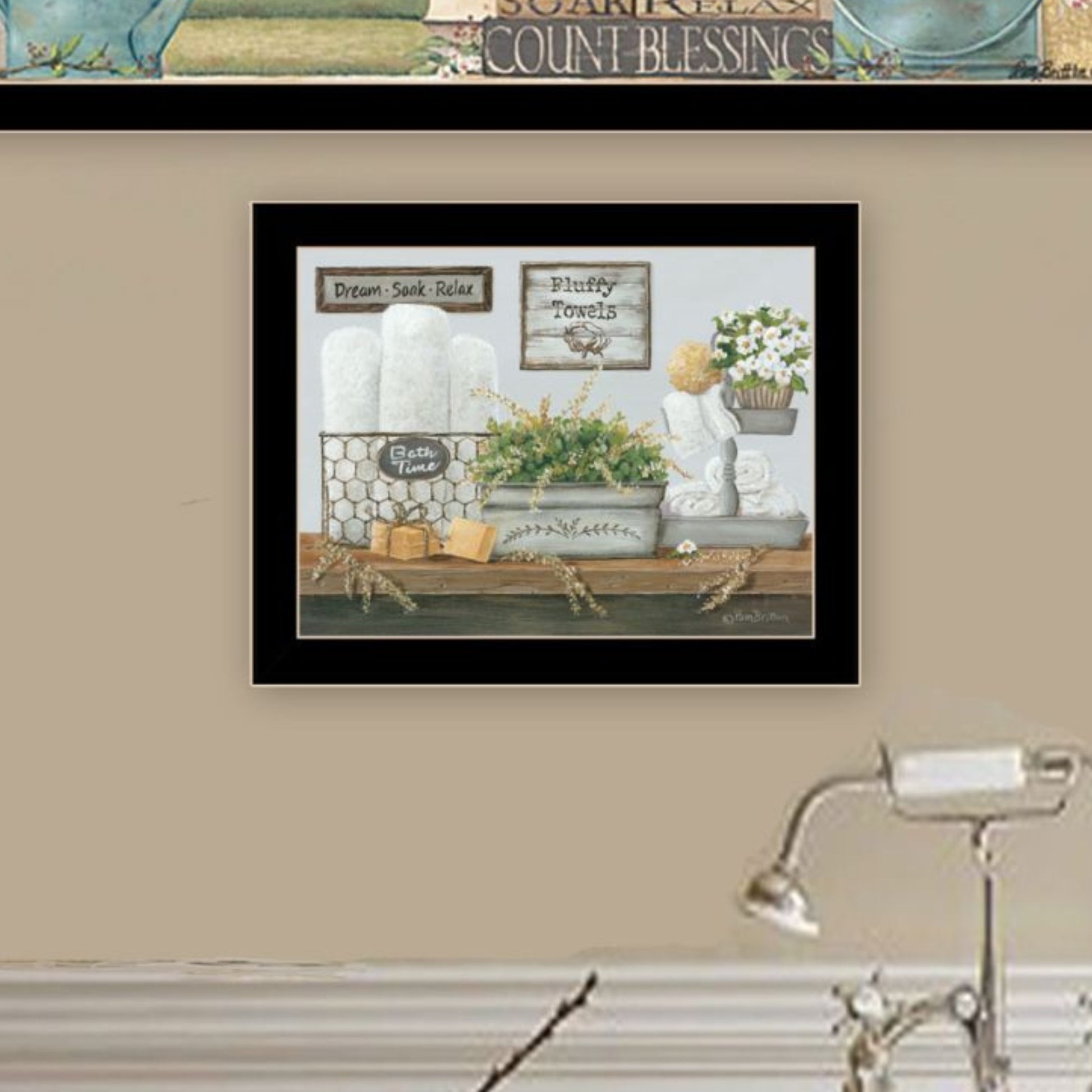 "Bath Time Dream, Soak And Relax" Framed Wall Art For Living Room, Wall Art Print For Home Decor, Bedroom Wall Art By Pam Britton Multicolor Wood Paper