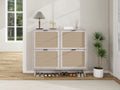 4 Door Shoe Rack, Freestanding Modern Shoe Storage Cabinet, For Entryway White Particle Board