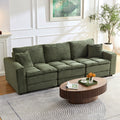 4 Seats Complimentary 2 Pillows ,Oversized Sectional Sofa,L Shaped Corner Couch With Detachable Seat & Back Cushion, Corduroy Upholstery Convertible Sleeper Sofa&Couch For Living Room Green Fabric 4 Seat