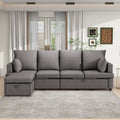 Modern L Shape Modular Sofa, 5 Seat Chenile Sectional Couch Set With 2 Pilows Lncluded, Freely Combinableindoor Funiture For Living Room,Apartment, Office, 3 Colors Dark Grey Chenille Metal Primary Living Space Medium Soft Loose Back Modern Poplar Foam