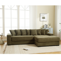 Arrived Oversized Two Piece Couches, L Shaped Sofa, Corduroy, Right Chaise Daybed,With Armrests,Eight Throw Pillows,Corner Sofa,Easy To Assemble, Green Green Polyester Wood Primary Living Space