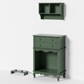 Pet Storage Cabinet With Wall Mounted Cabinet, 2 Drawers And Semi Open Space, Hidden Cat Litter Box, Multi Functional End Table Green Green Wood