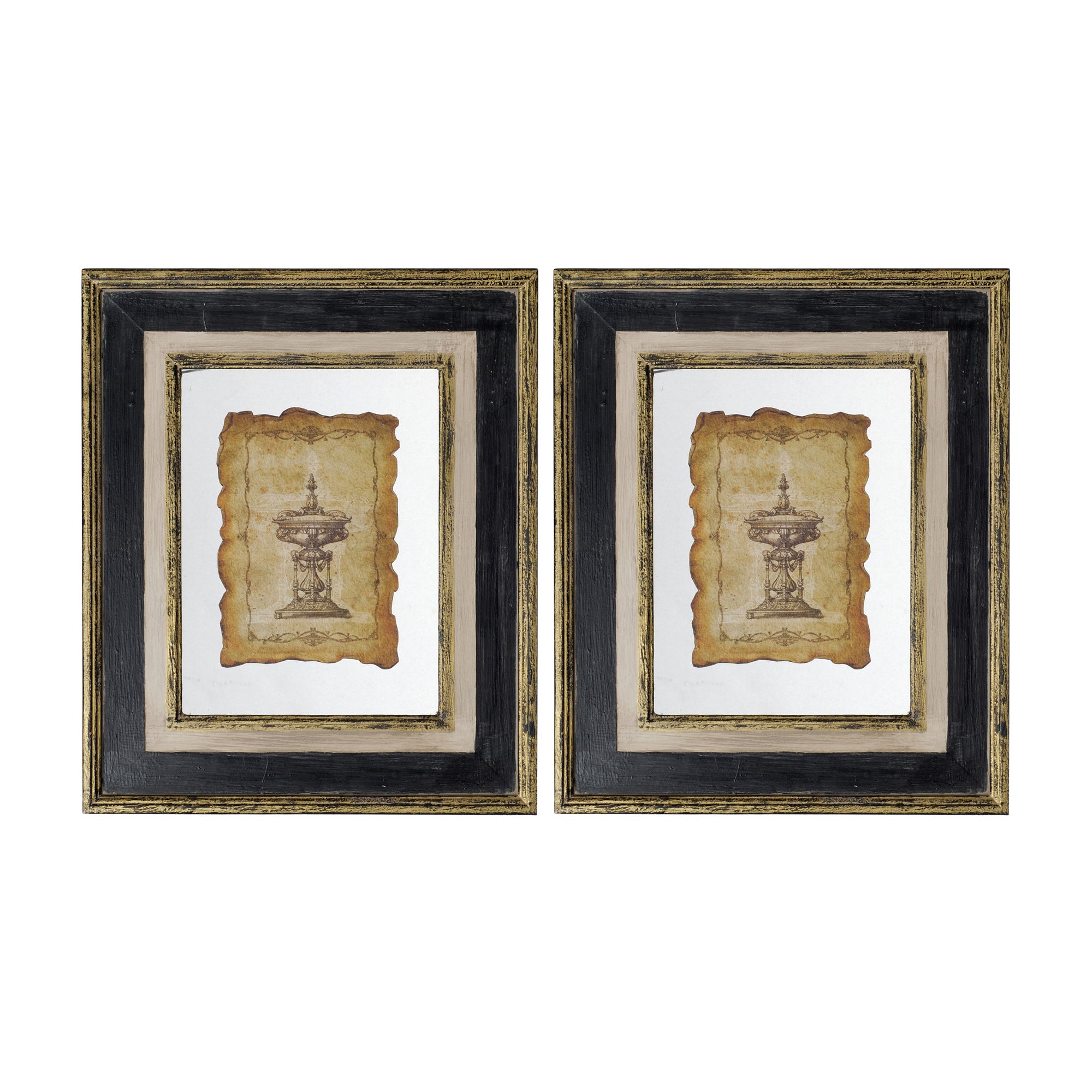 13X15" Lucian Framed Antiqued Sculpture Print,2 Piece Multicolor Wood