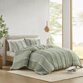 3 Piece Striped Cotton Duvet Cover Set King Multicolor Cotton