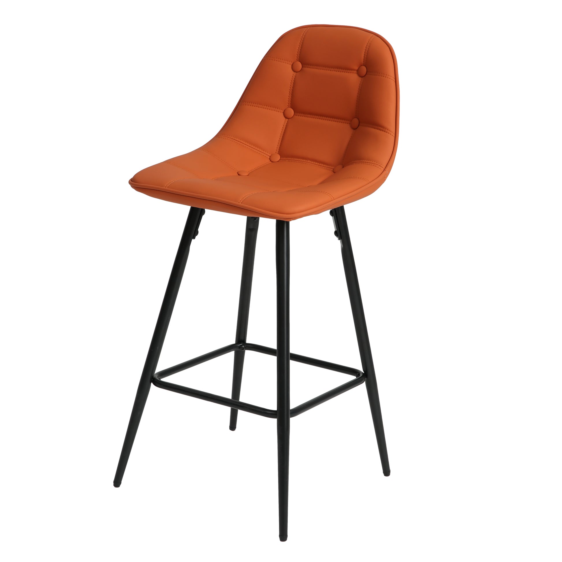 Counter Stools,Set Of 2 Bar Stools With Back And Footrest, Modern Metal Counter Height Barstools For Kitchen Home Bar,25.5" Armless Barstool Chairs Brown Leather