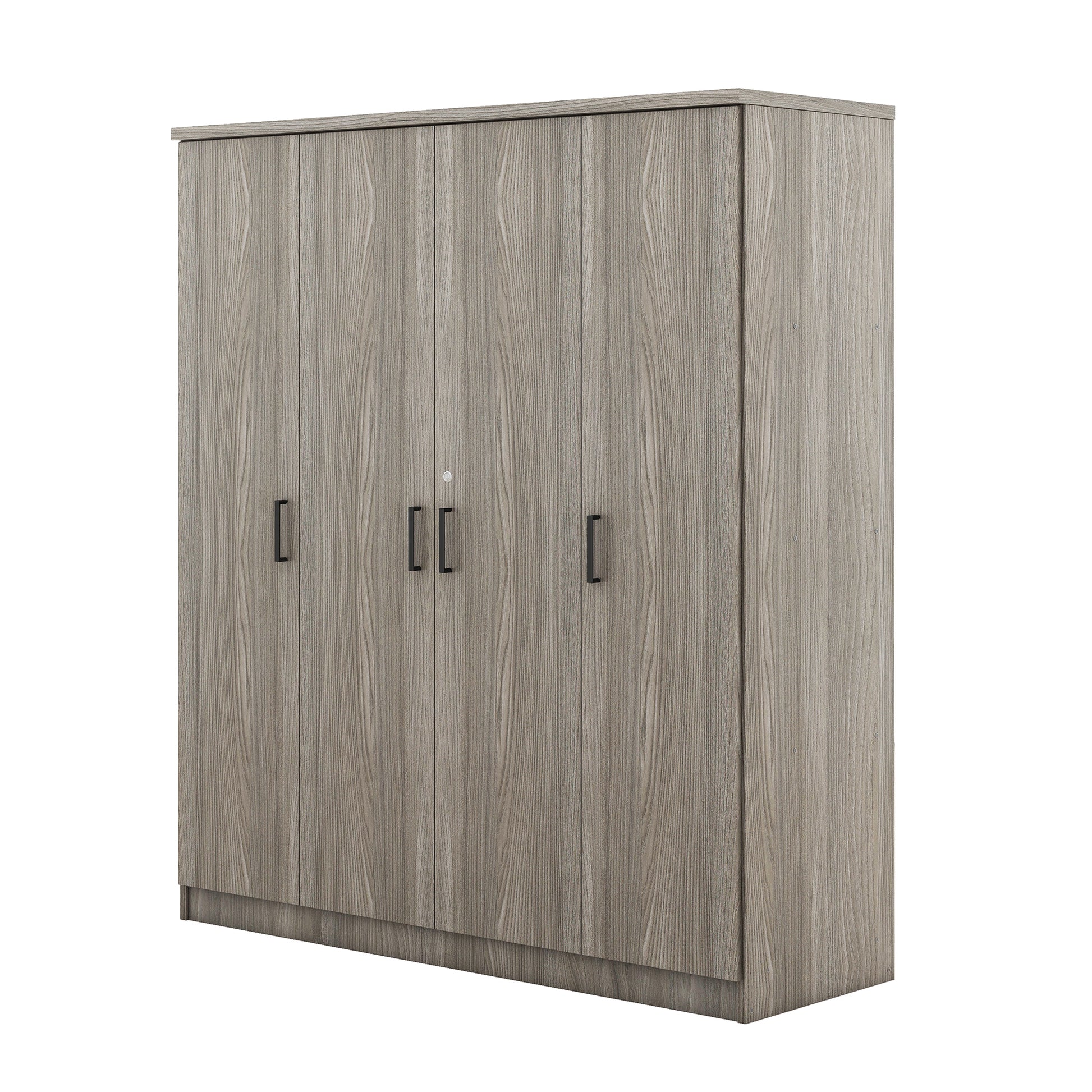 4 Door Wardrobe With 1 Drawer, Gray Grey Gray Bedroom Contemporary Mdf