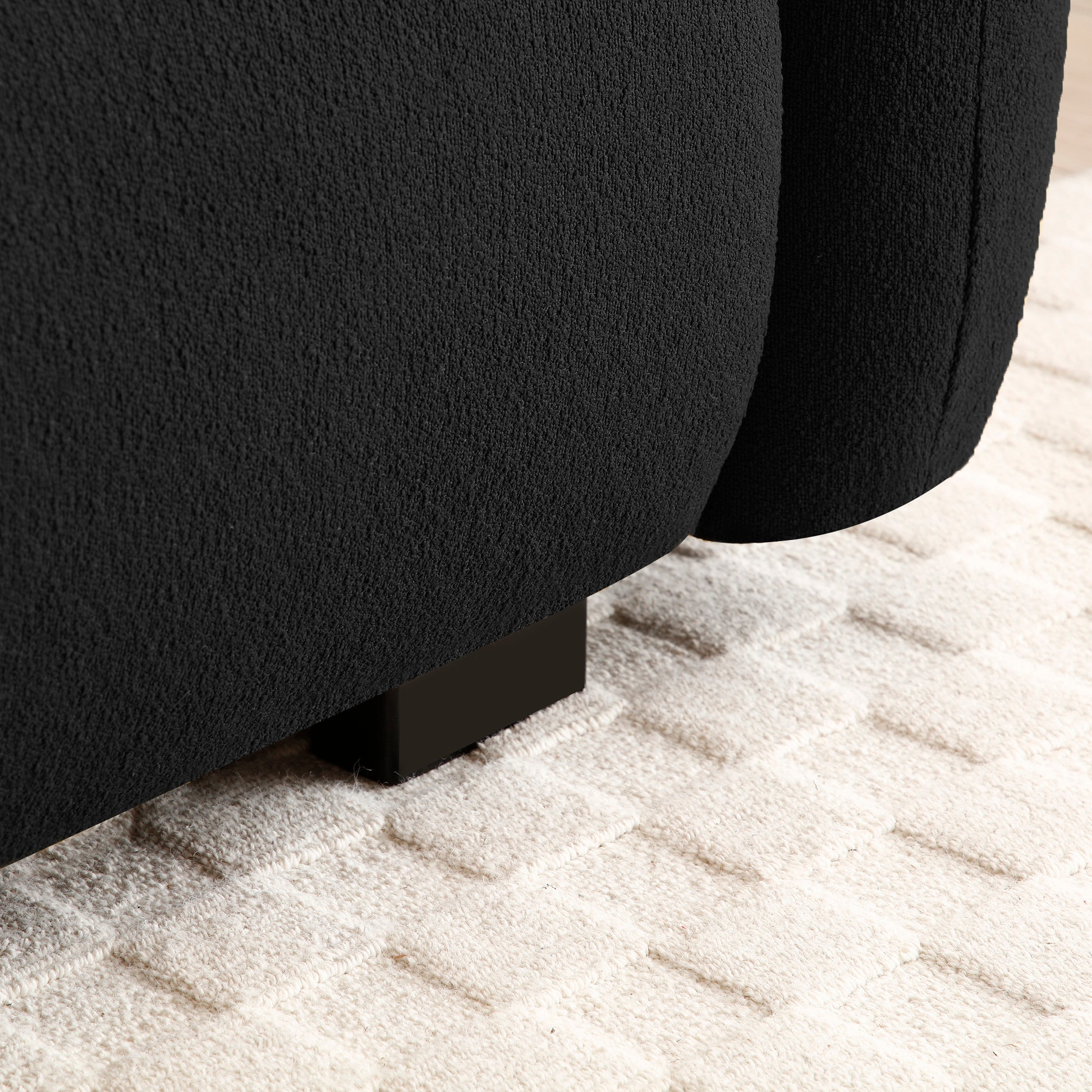 81.48" Modern Sofa Couch,3 Seater Teddy Sofa Sectional With Wooden Legs For 3 4 Persons, Upholstered Deep Seat Beautiful Seat Sofa Chaise For Living Room,Bedroom, Apartment And Office,Black Black Wood Primary Living Space Modern Foam Teddy 4 Seat