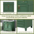 30'' Bathroom Vanity Without Top,Solid Wood Frame Bathroom Storage Cabinet With Soft Closing Doors,Frame Bathroom Storage Cabinet Only, Retro Style, Green 1 Green 2 Bathroom Freestanding Modern Solid Wood Mdf Resin Painted