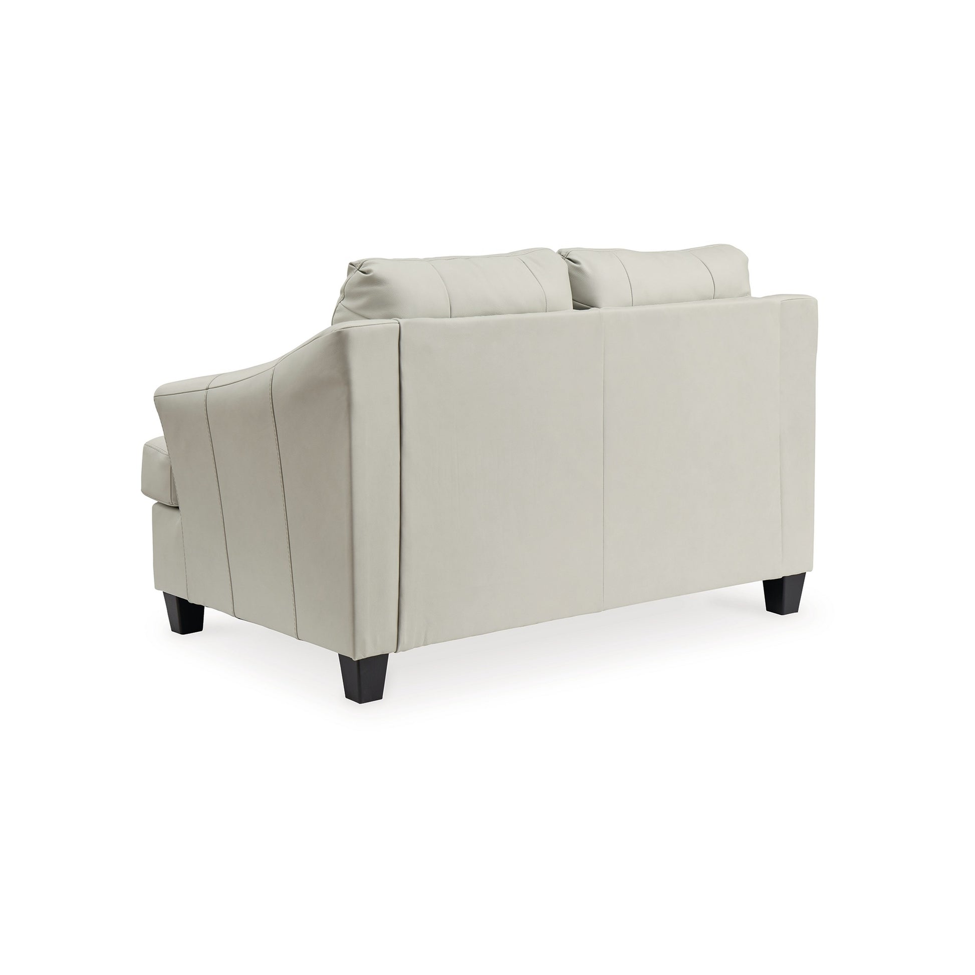 Geno 65 Inch Loveseat, Oversized Back Cushion, Off White Leather Off White Leather