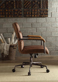 Retro Brown Swivel Office Chair With 5 Star Base Caster Solid Brown Office Office Chairs Solid Back Swivel Genuine Leather