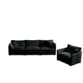 Sofa Set Of 3, 1 1 3 Seats Living Room Sofa Set, Accent Chair, Loveseat, And Three Seat Sofa Modern Style Round Arms 3 Piece Sofa Set, Black Chenille Black Chenille 5 Seat