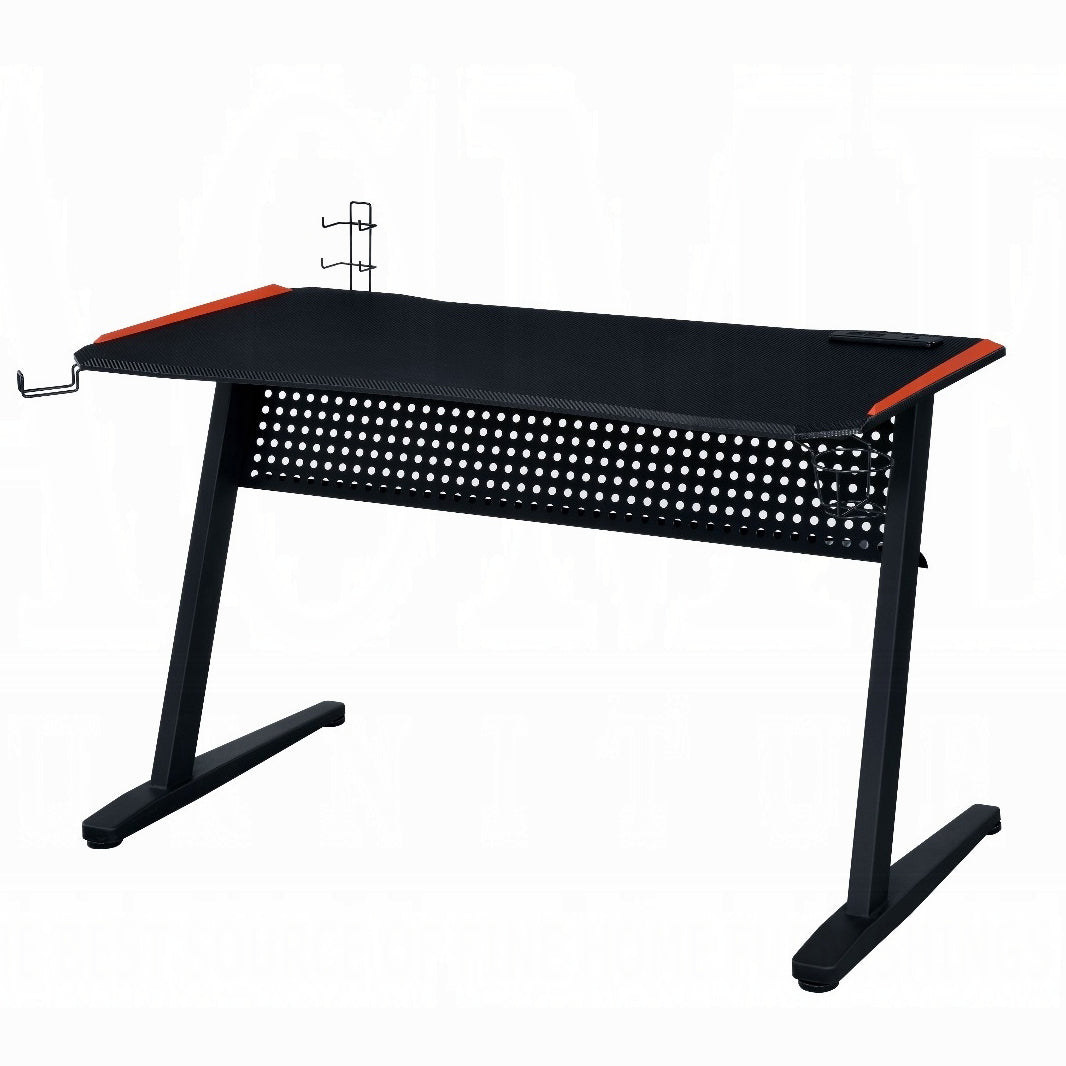 Black And Red Gaming Desk With Led Light And Usb Port Black Red Primary Living Space Paper Composite