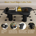 40 Inch Black Cloud Shaped Coffee Table For Living Room Matte Black Primary Living Space Modern Lacquered Mdf