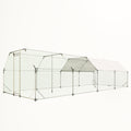 9.94 Ft. X 25.68 Ft. Galvanized Large Metal Walk In Chicken Coop Cage Farm Poultry Run Hutch Hen House Silver Metal