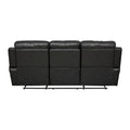 Leather Reclining Sofa With Center Drop Down Cup Holder, Black Black Leather