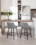 Counter Height Swivel Bar Stools Set Of 2, 360 Swivel Upholstered Barstools With Back And Metal Legs, 25.6