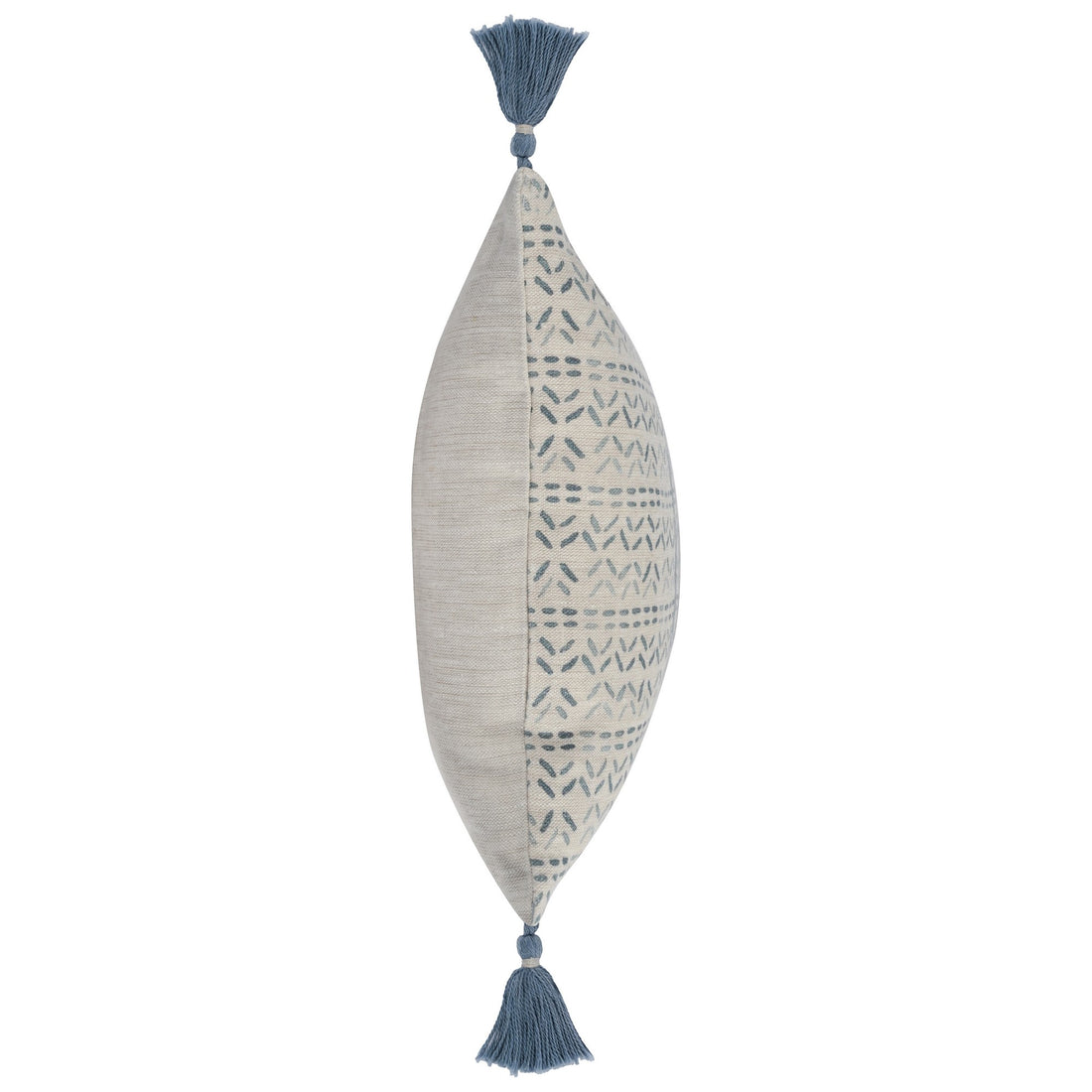 14 X 20 Modern Throw Pillow, Digitally Printed, Stripes, Tassels, Blue, Red Multicolor Linen