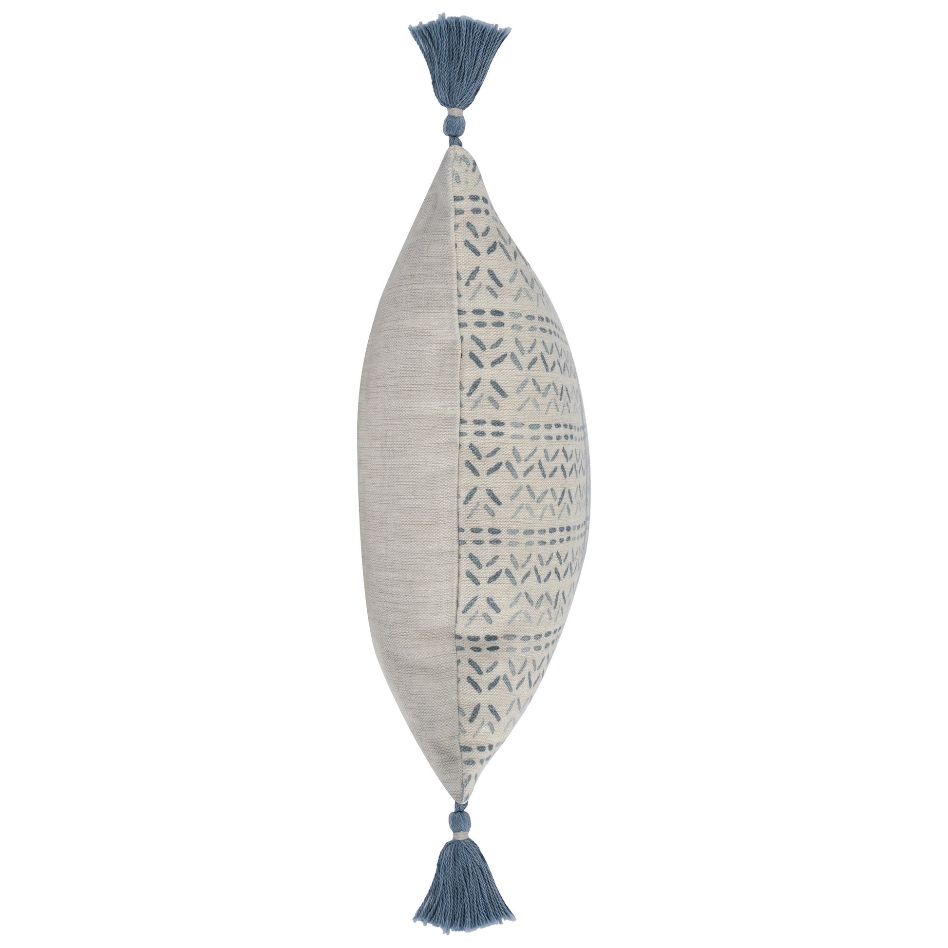 14 X 20 Modern Throw Pillow, Digitally Printed, Stripes, Tassels, Blue, Red Multicolor Linen