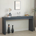 Convenience Concepts Wood Console Table Desk With Real Wood Beads Decoration Antique Black,Black,Wood Distressed Finish Desk Top Primary Living Space Farmhouse,Industrial,Modern Fir Rectangular Powder Coated Console Tables Rectangular Engineered