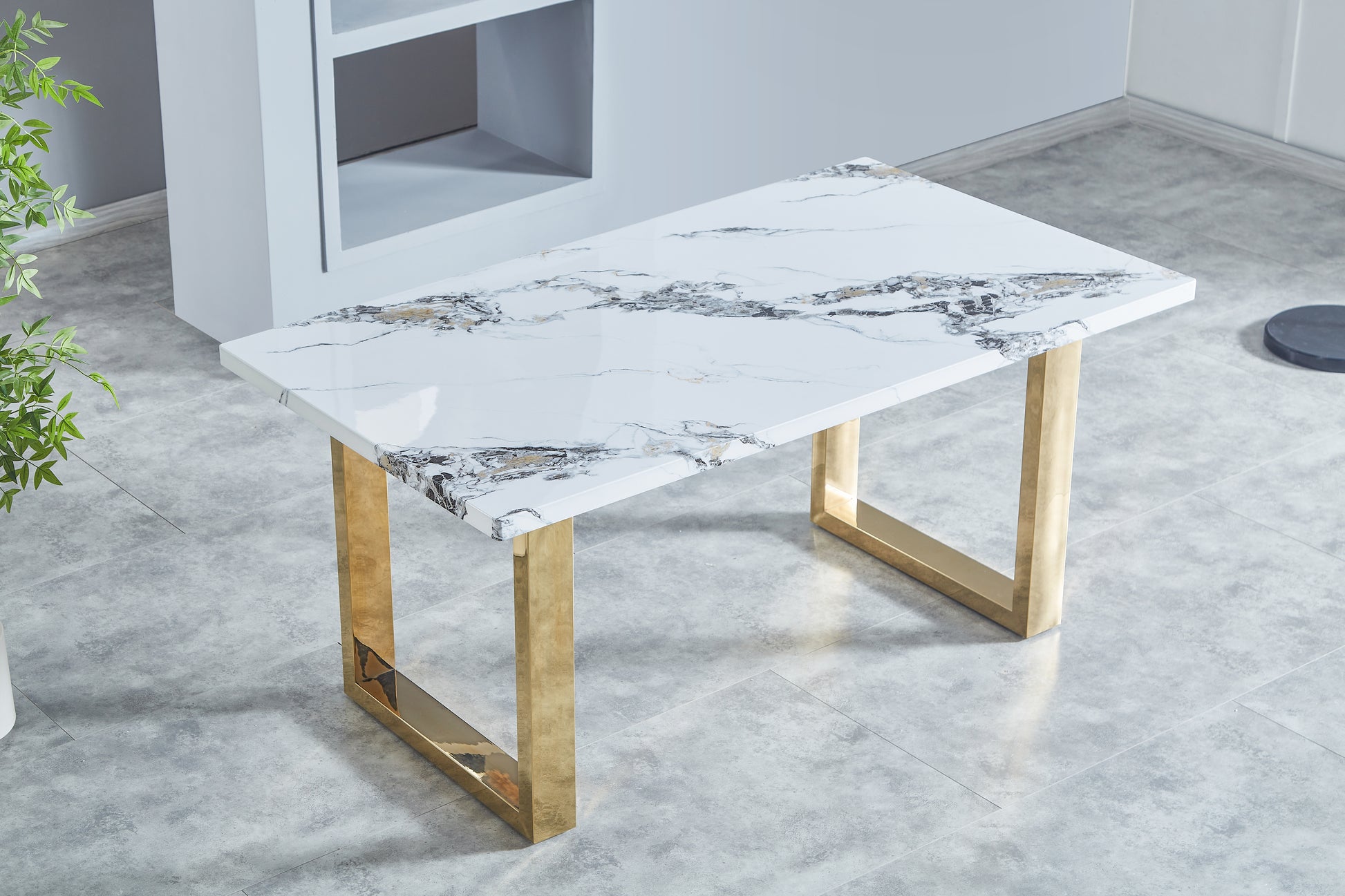 Luxurious Faux Marble Mdf Dinning Table For 6 Or 8, Rectangular 63"L*35.4"W*29.8"H, Thick And Solid Stainless Steel Legs Modern, Sturdy And Du Rable, Easy To Assemble For Kitchen Living Room Meeting White Gray Seats 6 Ergonomic Kitchen