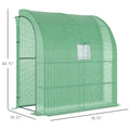 Outsunny 7' X 3' X 7' Lean To Greenhouse, Walk In Green House, Plant Nursery With 2 Roll Up Doors And Windows, Pe Cover And 3 Wire Shelves, Green Green Plastic