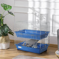 Pawhut 2 Tier Guinea Pig Cage, Ferret Cage, Chinchilla Cage, Small Animal Cage Indoor With Dish And Bottle, 2 Doors, Deep Bottoms, Ramp, 28