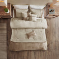 7 Piece Faux Suede Comforter Set Tan Queen Queen Tan Polyester