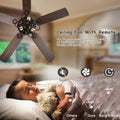 Low Profile Ceiling Fan With Lights No Include Bulb ,Blade Dark Wood 52 Inch Ceiling Fan Optional Remote&2 Color Option Blades Matte Black Ceiling Fans 1000K 2600K Candlelight Under 1000Lm American Design,American Traditional,Antique,Farmhouse,Industrial