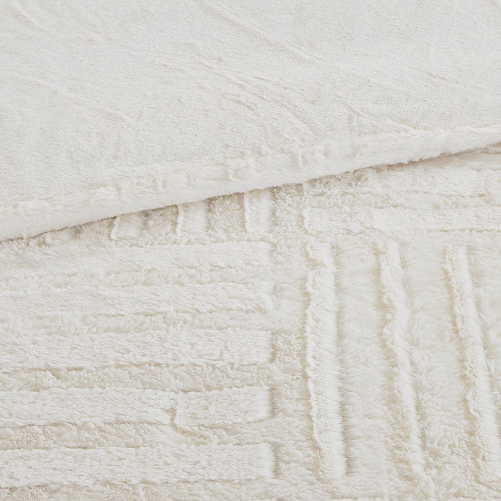 Fur Down Alternative Comforter Mini Set Queen Ivory Faux Fur