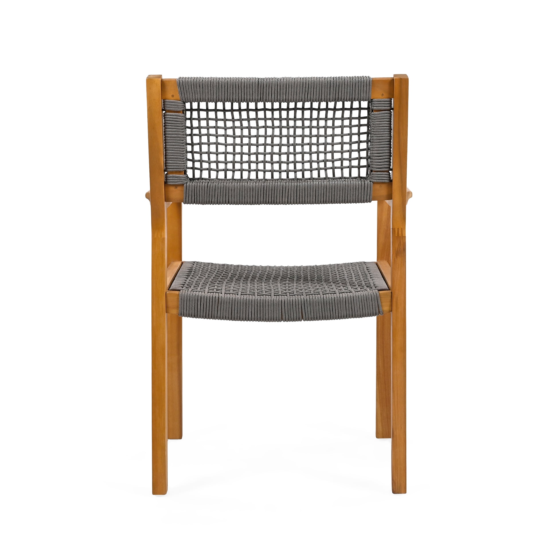 Braided Dining Chair Dark Grey Dark Grey,Teak Acacia Wood,Rope