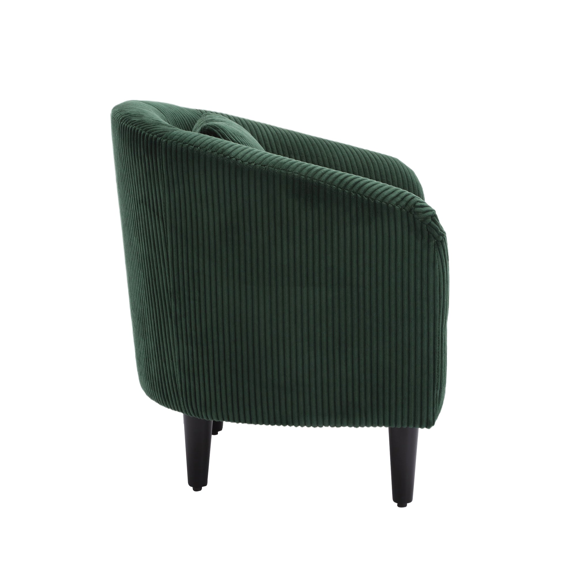 Coolmore Living Room Accent Barrel Chair, Century Modern Style Decorative Chair, Armchair For Living Room With Thick Cushions And Pillows, Comfy Single Sofa Chair, Chair With Wooden Legs Emerald Corduroy