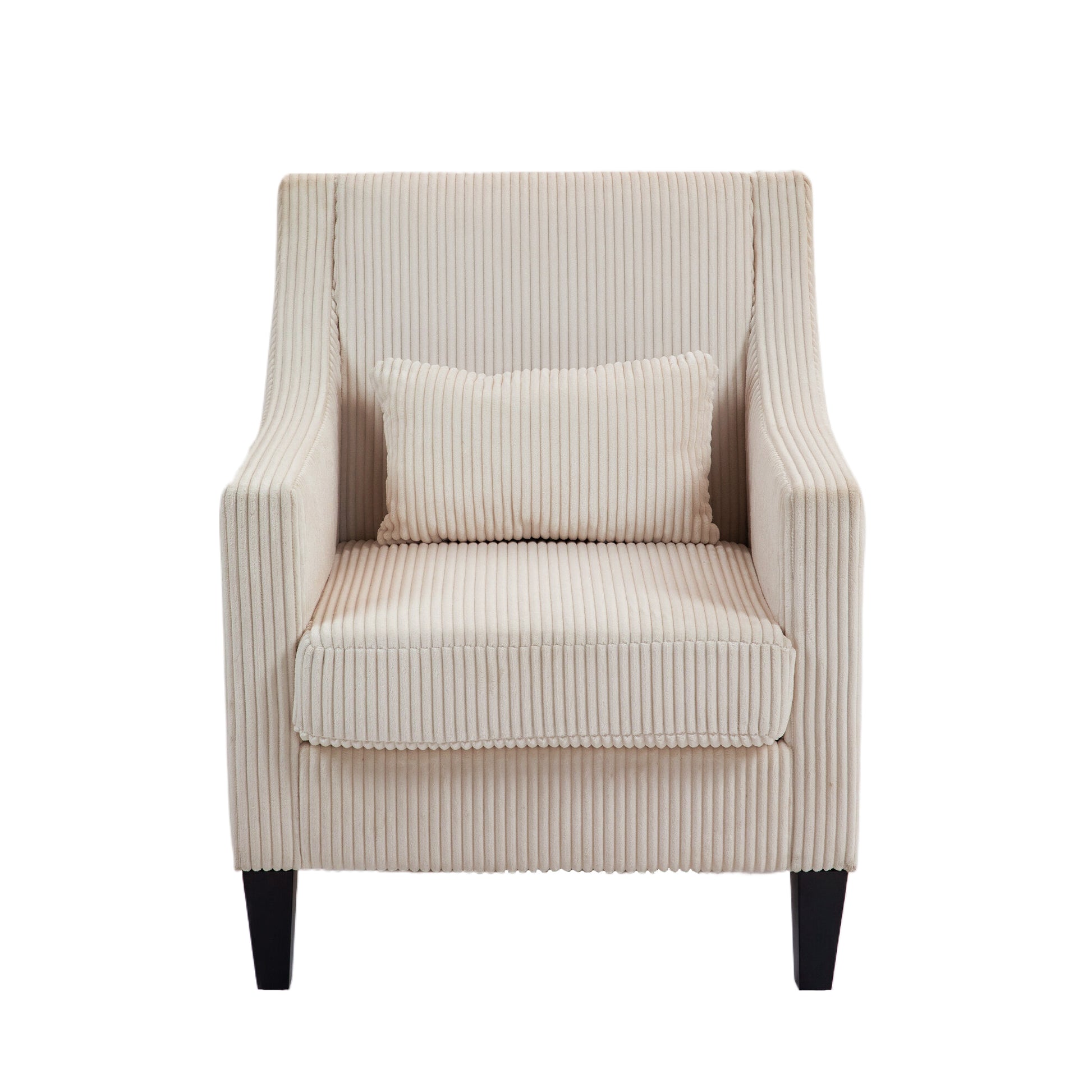 Coolmore Modern Accent Chair,Upholstered Armchair With Scooped Arms For Bedroom,Apartment,Studio,Office,Waiting Room Beige Corduroy Beige Primary Living Space Foam Corduroy