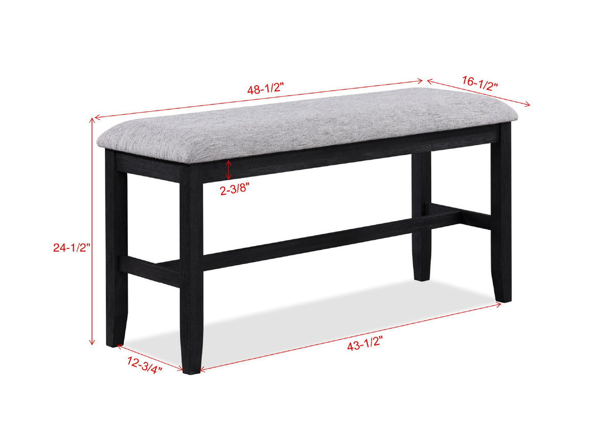 Transition Bench 1Pc Farmhouse Transitional Counter Height Upholstered Bench In Light G