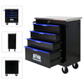 4 Drawers Multifunctional Tool Cart With Wheels Black Black Blue Steel