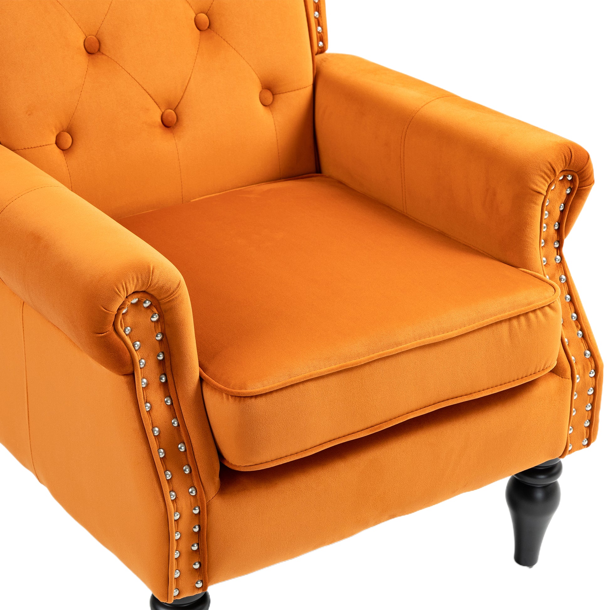 Coolmore Wood Frame Armchair, Modern Accent Chair Lounge Chair With Sturdy Wood Legs For Living Room Bedroom Orange Orange Foam Velvet
