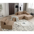Modular Combination Sofa Set, Modern Minimalist Sofa, Free Installation Sofa, L Shaped, Italian Minimalist Tofu Block Sofa, Right Hand Facing,Terrycloth Fabric,Light Brown Light Brown Polyester Primary Living Space Soft Modern Polyester 3 Seat