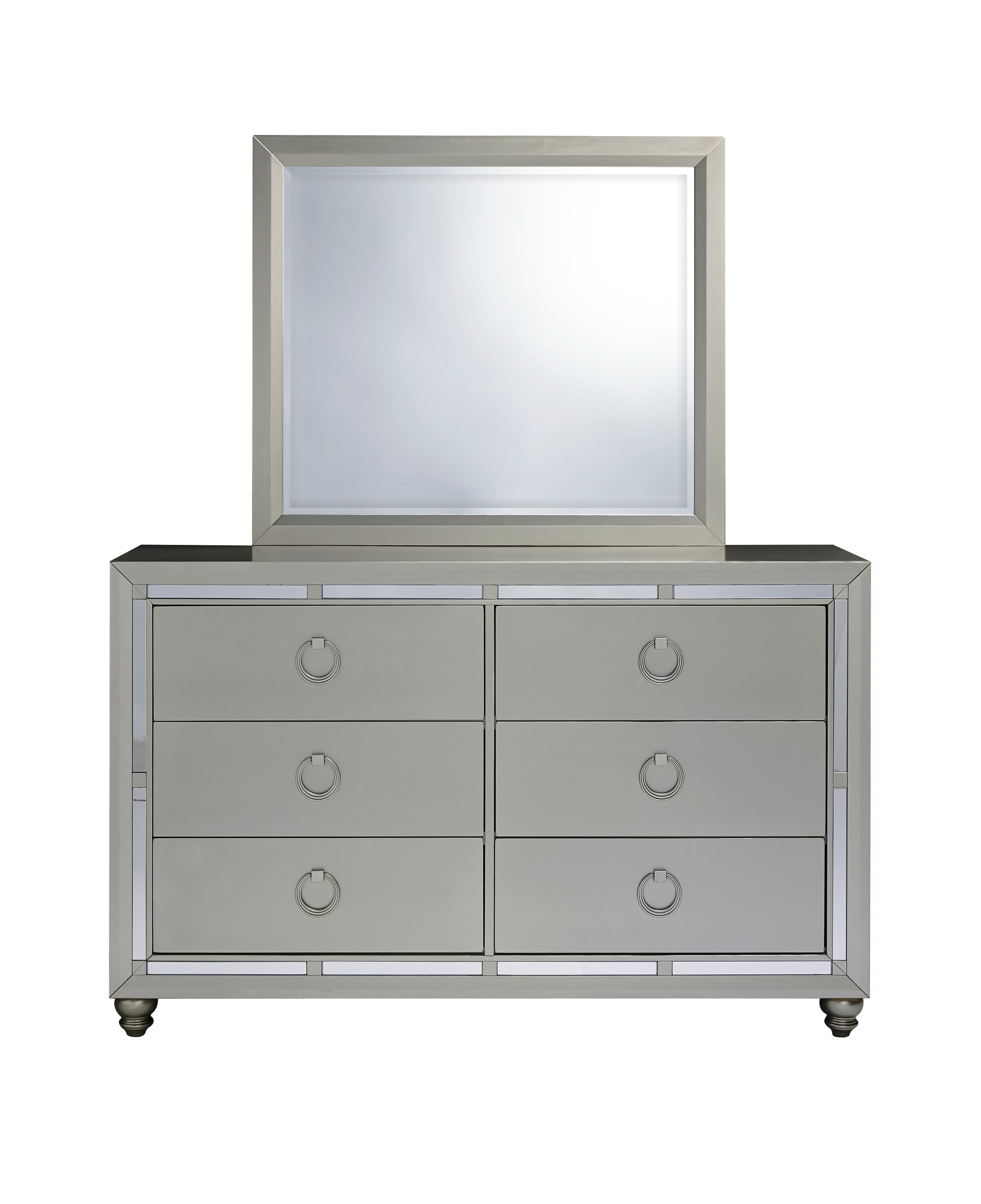 Chloe Gemstone Silver Mirror Silver Grey Solid Wood Mdf