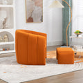 Coolmore Accent Chair With Ottoman, Mid Century Modern Barrel Chair Upholstered Club Tub Round Arms Chair For Living Room Bedroom Office Orange Velvet Orange Foam Velvet