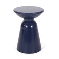 Outdoor Metal End Table Large Navy Blue Iron