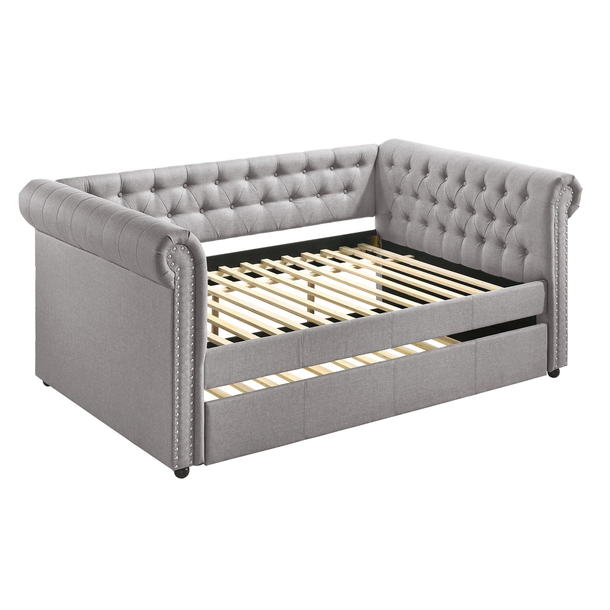 Smoke Grey Twin Daybed With Trim Twin Smoke Grey Wood Bedroom Rubberwood Wood Fabric