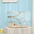 Pawhut Hamster Cage, Transparent Gerbil Cage For Hamsters And Gerbils With Deep Bottom, Wooden Ramp, Hut, Bathroom And Exercise Wheel, 23.25