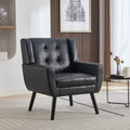 Modern Soft Leather Material Ergonomics Accent Chair Living Room Chair Bedroom Chair Home Chair With Black Legs For Indoor Home Black Pu Black Foam Upholstered