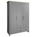 Three Door Storage Wardrobe With Cabinets And Two Hanging Rods,Gray Gray Mdf