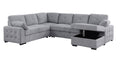 Nyhan Upholstered Corner Sectional With Pull Out Loveseat And Storaged Chaise Light Gray Medium Firm Cushion Back L Shaped Foam Chenille 5 Seat