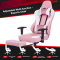 Game Chair, Ergonomiy Designed Computer Chair With Headrest And 2D Armrests, Waist Pillow Electronic Lounge Chair With Vibration Massage Function, Competitive Chair Iron Pink Cotton Leather