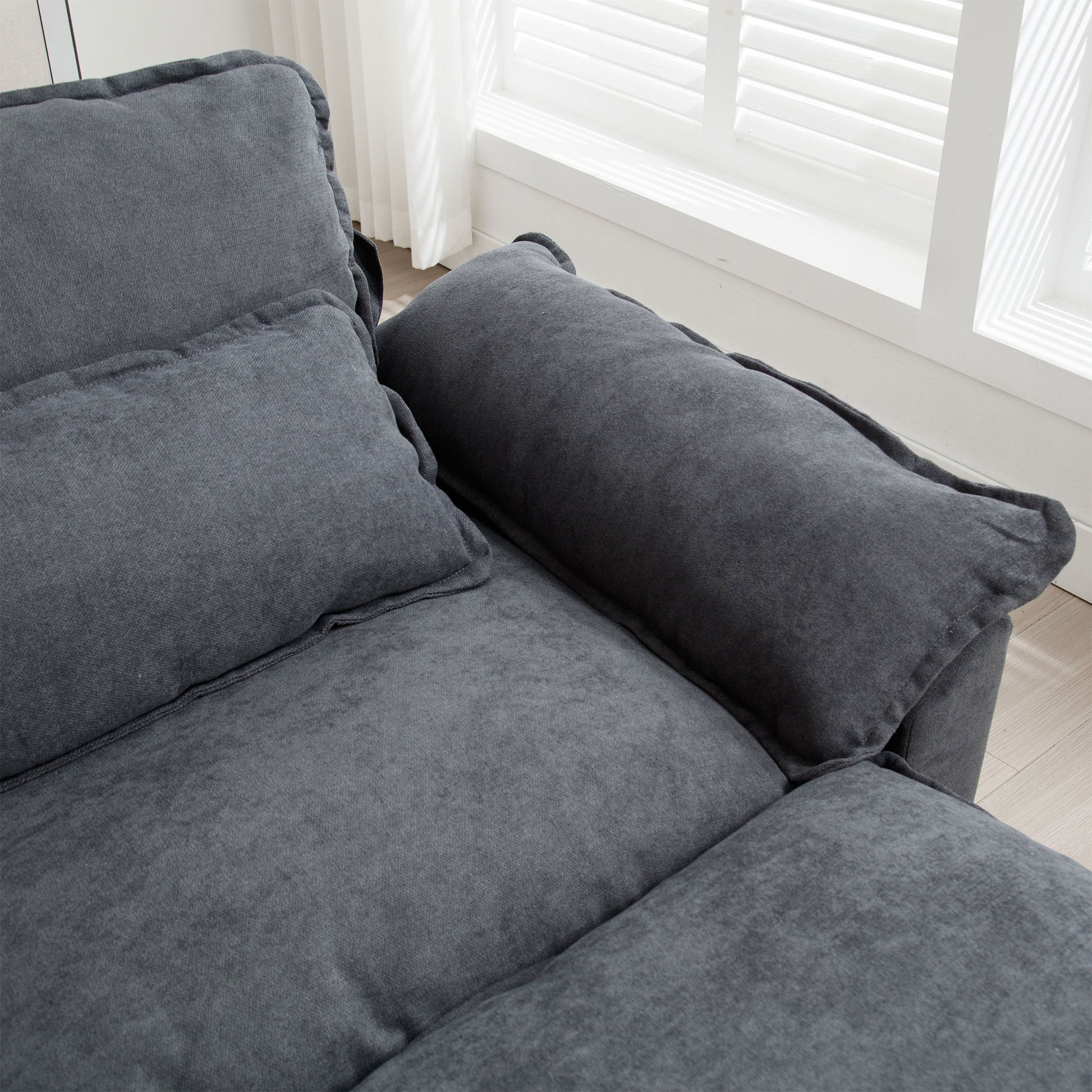 154.8" Oversized Modular Sofaice Velvet Large U Shaped Couch Comfy Upholstered 4 Seat Sofa With 2 Ottoman, 4 Lumbar Pillow, Deep Seat Couch For Living Room Dark Gray Primary Living Space Modern Foam Polyester 6 Seat