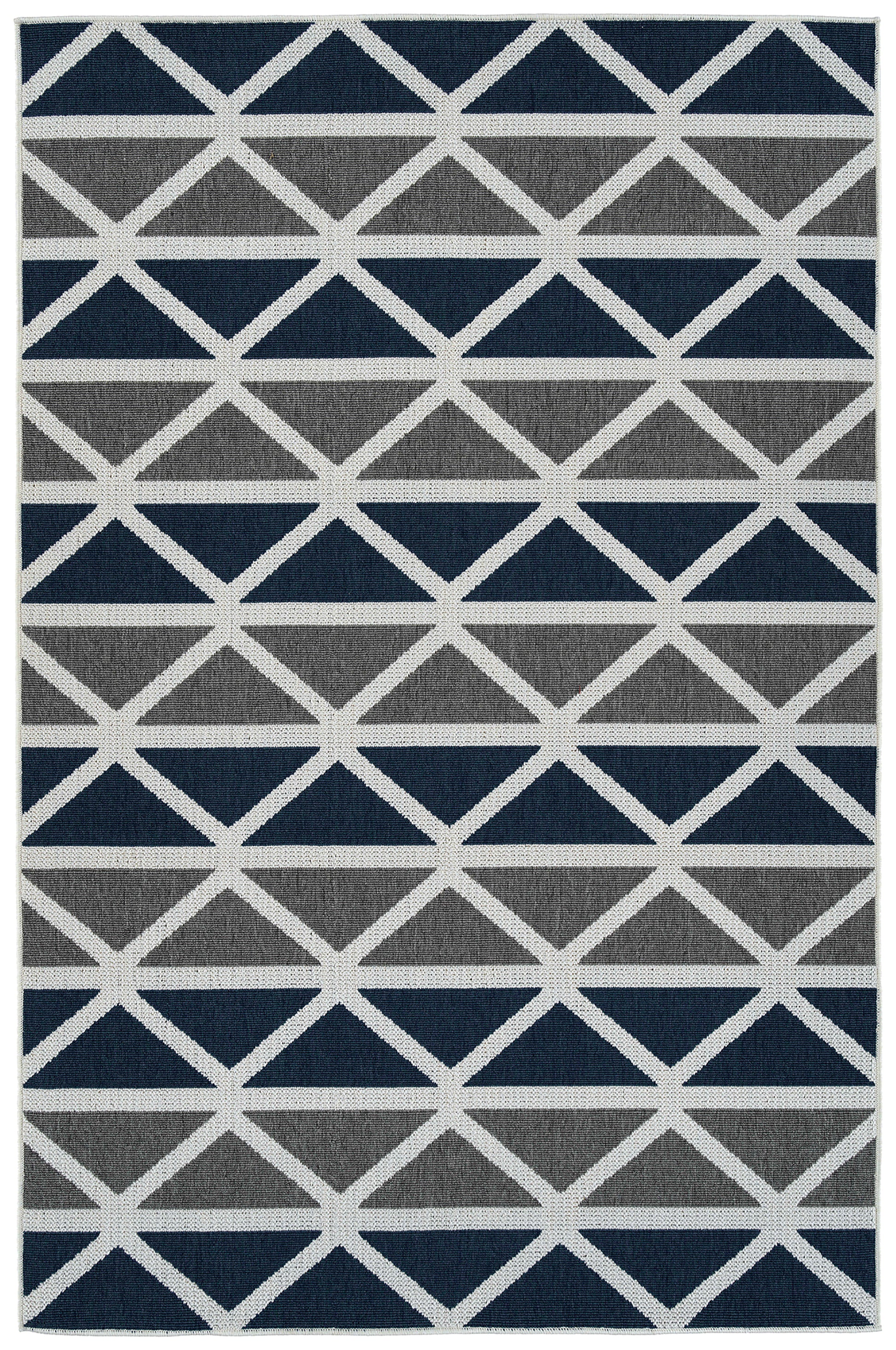 Contemporary, Transitional, Geometric, Nautical, Textured 1'9" X 3' Rectangle Throw Rug Grey Polypropylene