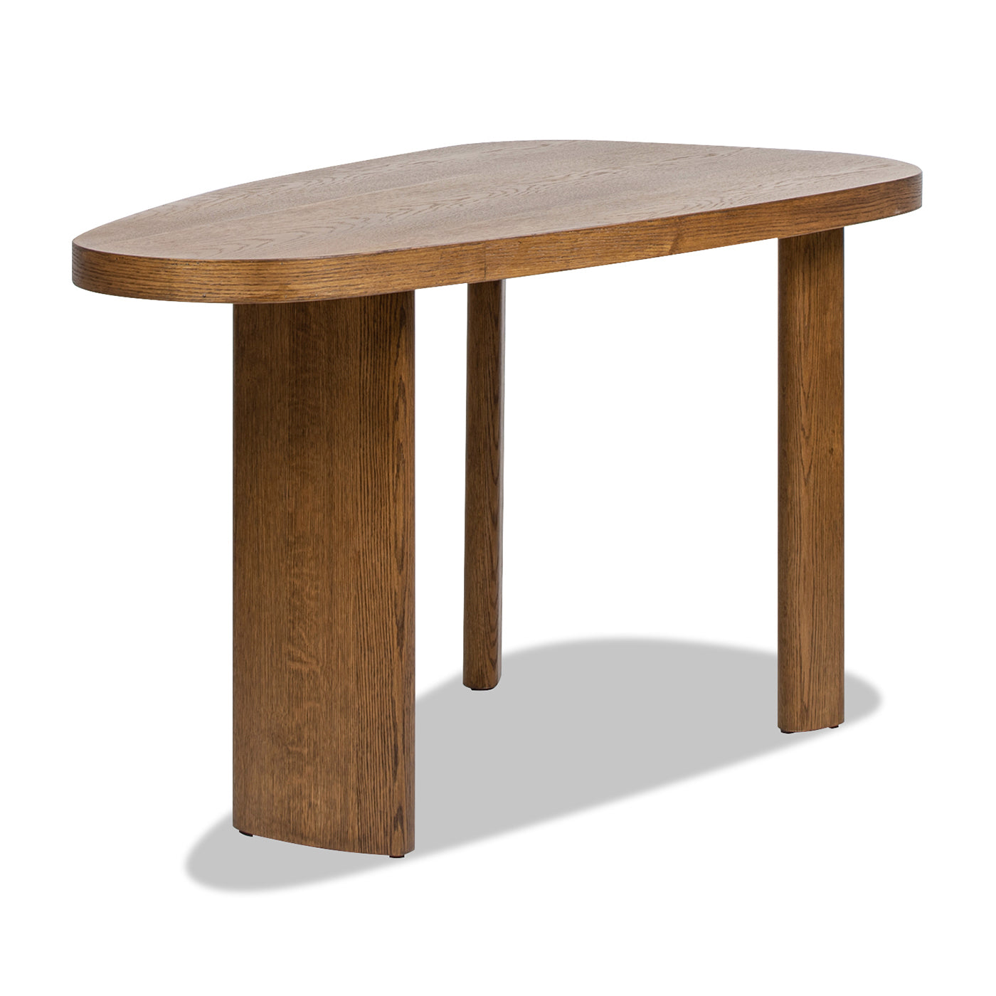 Melvin 60" Modern Oak Oblong Oval Console Desk, Caf Brown Oak Wood Brown Oak Wood Solid Wood