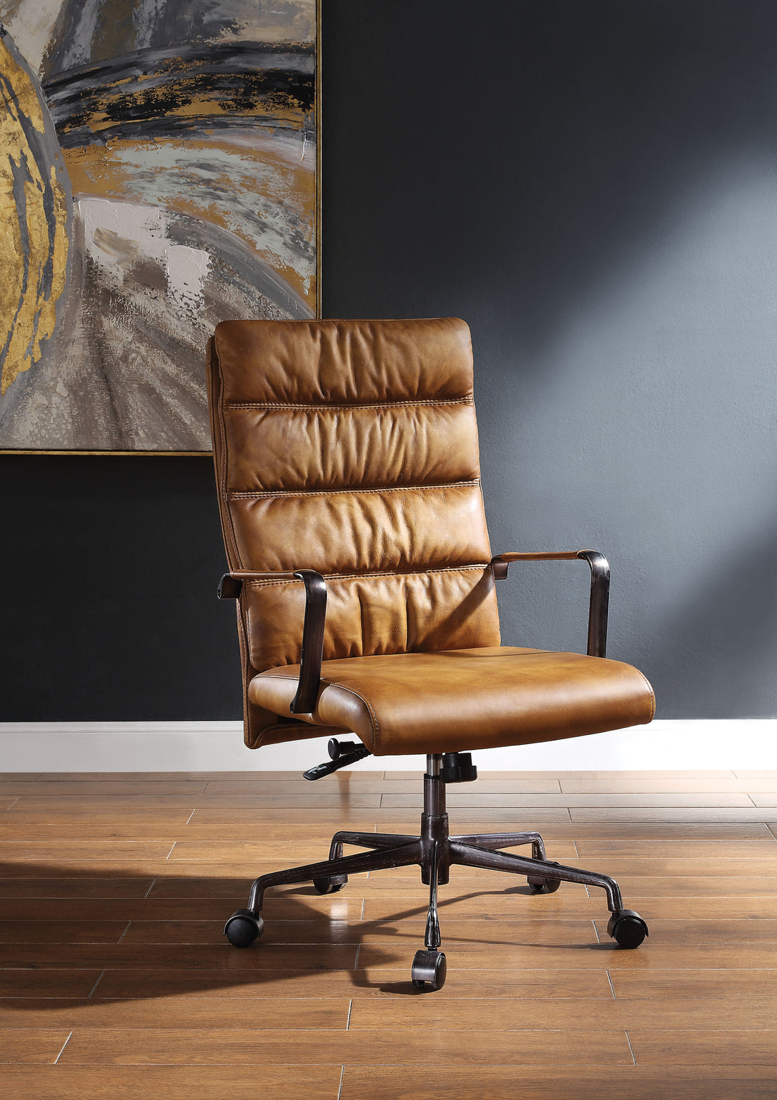 Sahara Office Chair With Swivel Caster Solid Brown Office Office Chairs Solid Back Swivel Genuine Leather