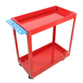 Tool Cart On Wheels, Heavy Duty Steel Utility Cart W Lockable Wheels, 400 Lbs Capacity Industrial Service Cart For Garage, Warehouse, Workshop Two Layer Bright Red Red Abs Steel Q235